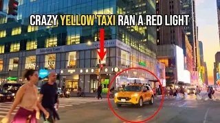 NYC Road Rage Yellow Taxi Almost Hit Pedestrians 😱 Bad Drivers Of New York City