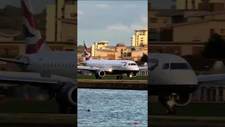 British Airways Embraer 190 | Beautiful golden arrival into London City Airport from Nice 😍#shorts