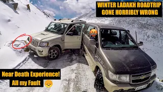 DANGEROUS ACCIDENT IN WINTER LADAKH | NEAR DEATH EXPERIENCE | CARS SLIDING ON SNOW | CHANG-LA PASS