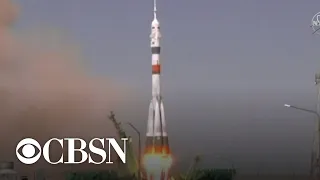 Soyuz launches crew of 3 to International Space Station