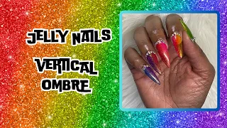 Vertical Ombre Jelly Gel Nails using @bornprettyofficial gel polishes|Easy Nails