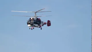 kazan russian federation august 2018 helicopter ka 32 flying in the sky