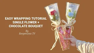 EASY WRAPPING SINGLE FLOWER BOUQUET + CHOCOLATE FOR GIFT IDEAS