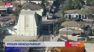 Authorities in pursuit of stolen vehicle in Los Angeles County