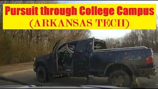 Dangerous PURSUIT through COLLEGE CAMPUS (Arkansas Tech) - PIT Maneuver on truck #police #pursuit