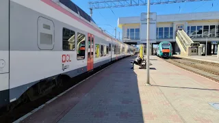 Отправление электропоезда ЭПг-001 со станции Минск-Пассажирский.