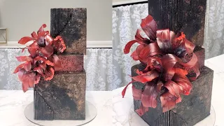 Modern Abstract Cake Design | Painting   Textured Ganache | Textured Two-Toned Rice Paper Petals