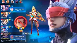 KETIKA TOP GLOBAL SABER ROAM😱 KETEMU MUSUH PAMER SKIN AUTO BANTAI SAMA TOP GLOBAL MIYA❗ Mlbb