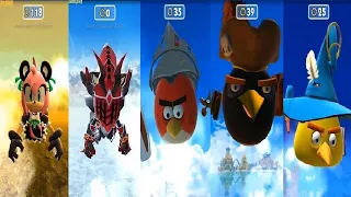 SONIC DASH  Dragon Hunter Lancelot VS  Panda Amy VS Red VS BOMB VS Chuck from Angry Birds