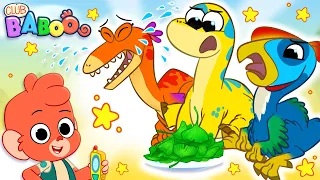 Club Baboo | Why are the Dino babies crying? | They are hungry! | Learn what each dino eats!