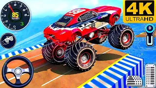 Hindi - Monster truck mega ramp extreme racing impossible gt car stunt driving #monstertruck