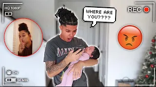 LEAVING THE BABY HOME ALONE PRANK!! *SHE FREAKS OUT* 😳
