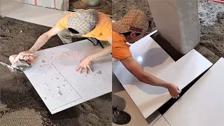 Young Man with great tiling skills -Great tiling skills -Great technique in construction PART 10