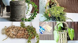 4 Best Reuse Ideas Waste Material into Plant Basket|Jute Craft Ideas|Indoor Plant Decor & Diy