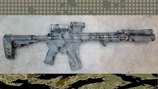 How To Paint Your Rifle Digital Night Camo Tiger Stripe (EASY)