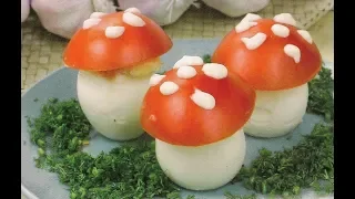 Фаршированные яйца  "Мухоморчики", вкусно и красиво!