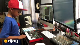 DJ Arch Jnr Creating a House Beat In His Mini Studio Setup (7yrs old)