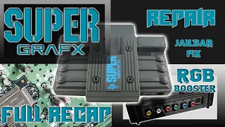 SuperGrafx Repair | Recap | Jailbar Fix | RGB Booster | Restoration | NEC PC Engine Turbo capacitors