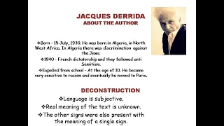 Jacques Derrida summary, structure sign and play, summary of deconstruction, Jacques Derrida critic