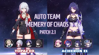 Memory Of Chaos 2.1 Floor 12 | Topaz E0 And Acheron E1 Auto Play Team - Honkai Star Rail