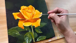 Yellow Rose / Acrylic Painting / Correa Art