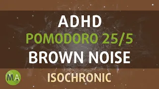 ADHD Intense Relief Pomodoro 25/5 - Brown Noise  + Isochronic Tones