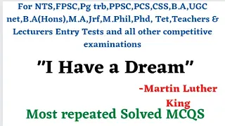 MCQs I have a Dream Martin Luther King @studyadmirers