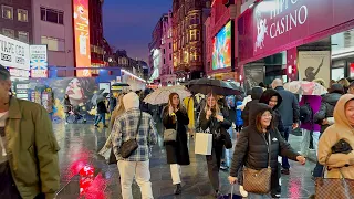 London Sunset Rain Walk | Relaxing Evening Walk through West End [4K HDR]