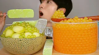 ASMR MUKBANG ICE MELON POPPING BOBA 메론 아이스 팝핑보바 화채 빙수 먹방 FRUIT PUNCH EATING SOUNDS Dưa ポッピングボバ