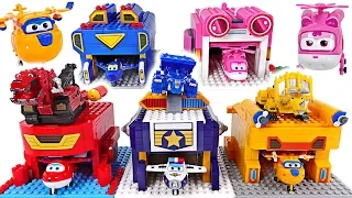 Super Wings! Paul transform launcher Lego block create play with Dinotrux! - DuDuPopTOY