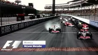 F1 2006 gameplay ps3 MONTOYA AND ALONSO START CRASH AT INDIANAPOLIS, USA