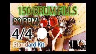 150 DRUM FILLS--80 bpm--(rock, funk, groove) ALL LEVELS