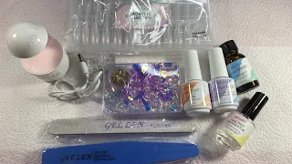 Gellen All in one  Quick building nail extension kit +full set and review /rainbow disco polish ✨