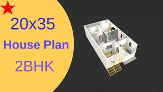 20x35 House Plan 2BHK || Small House Deign 3D || 2 Bedrooms Home Plan