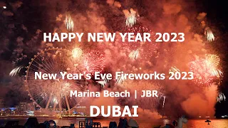 [4K] New Year's Eve Fireworks 2023 at Dubai Marina Beach | Dubai | UAE
