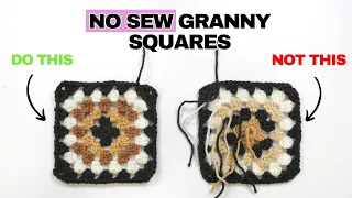 No Sew Granny Square | Multicolour Granny Squares WITHOUT all the ends!