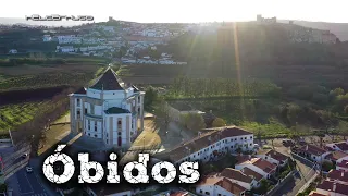 Luftaufnahme von Óbidos vor der Pandemie im Februar 2020