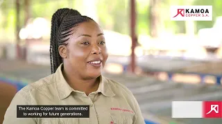 Micheline Kyengue at the Kakula core shed | Kamoa Women in Mining