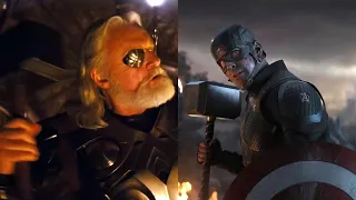 Odin Throws Mjolnir to Captain America!
