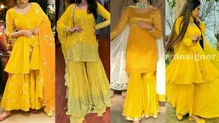 #2021/Yellow Colour Sharara/#Gharara Suit Designs|#Yellow Suit Designs| Yellow #Sharara #Suit Design