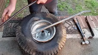 How to install a inner tube with hand tools. Riding lawn mower wheel