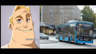 Екатеринбургский троллейбус до и после, но это нейросеть.