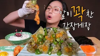 [SUB]알 꽉찬 간장게장🦀리얼먹방Ganjang-gejang Mukbang Soy sauce marinated raw crabs ASMR #밥도둑#게장#eating#mukbang