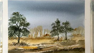 HOW TO PAINT Beginners loose WATERCOLOR TREES Beautiful Watercolour Landscape PAINTING Tutorial DEMO