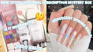 VETTSY SEASONAL MYSTERY SUBSCRIPTION BOX | UNBOXING & HONEST REVIEW | FLORAL IRIDESCENT GEL X NAILS