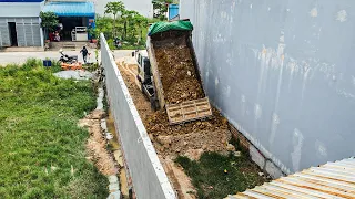 Wonderful New Project By Small Skills Operator Bulldozer Pushing Soil Filling Up And Dump Truck