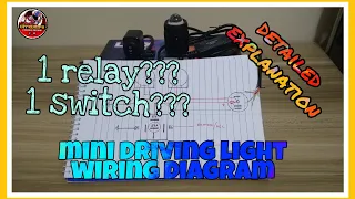 Moto Vlog 11 - Mini driving light wiring diagram (1 relays and 1 switch)