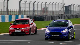 Track Battle Ford Fiesta ST180 vs Honda Civic FN2 at Donington Park