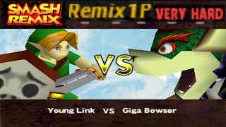 Smash Remix - Classic Mode Remix 1P Gameplay with NEW Young Link (VERY HARD)