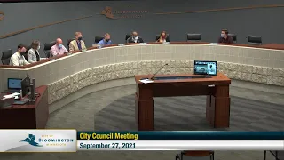 September 27, 2021 Bloomington City Council Meeting